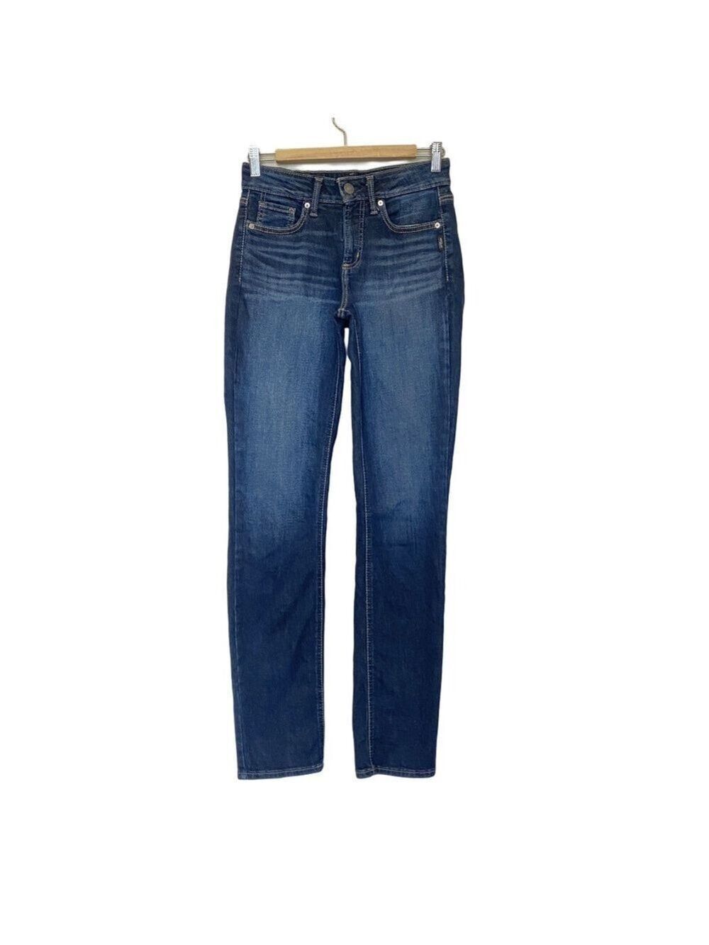 Silver Suki Mid Rise Straight Jeans 27x33 Dark Wash